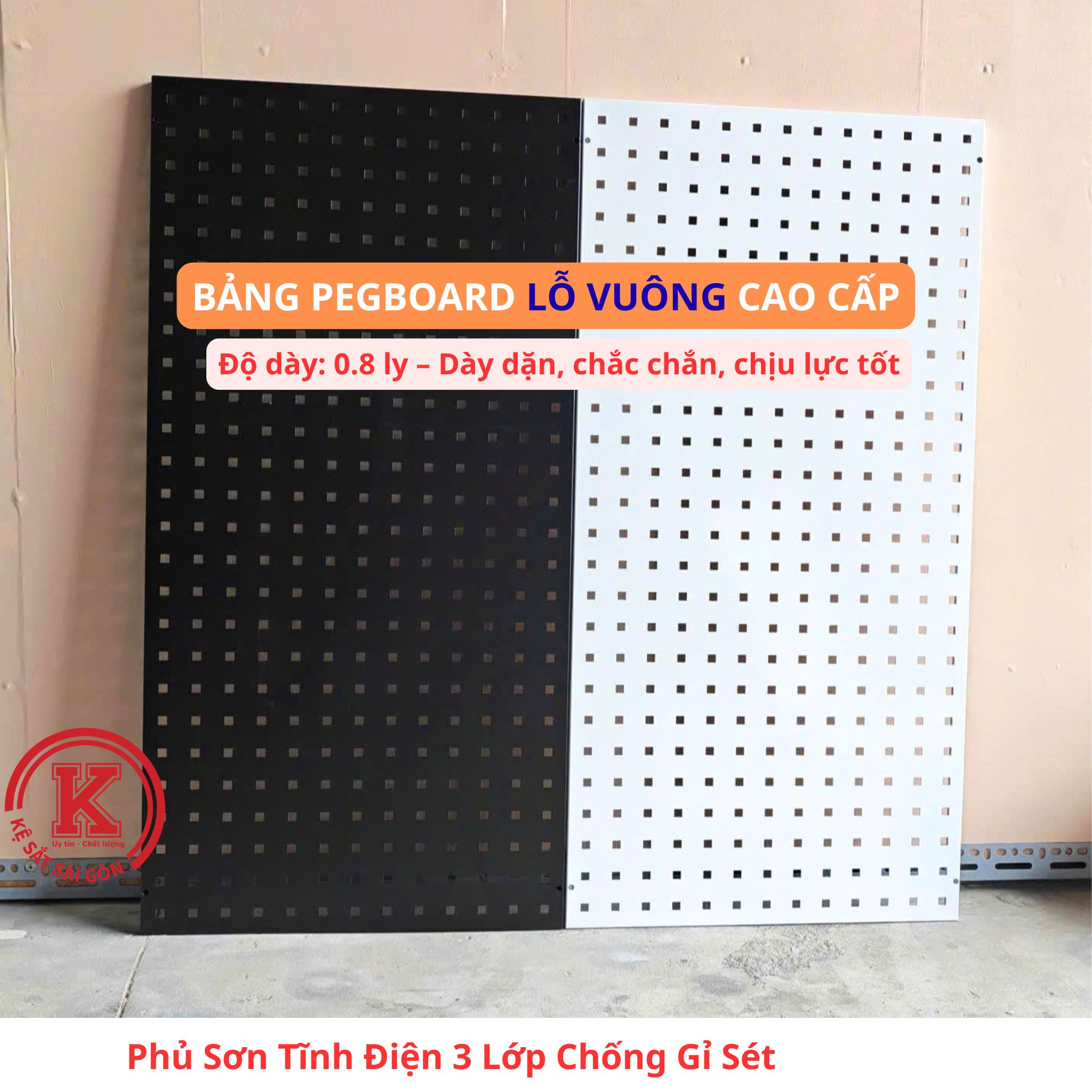 Bảng pegboard lỗ vuông 10×10mm