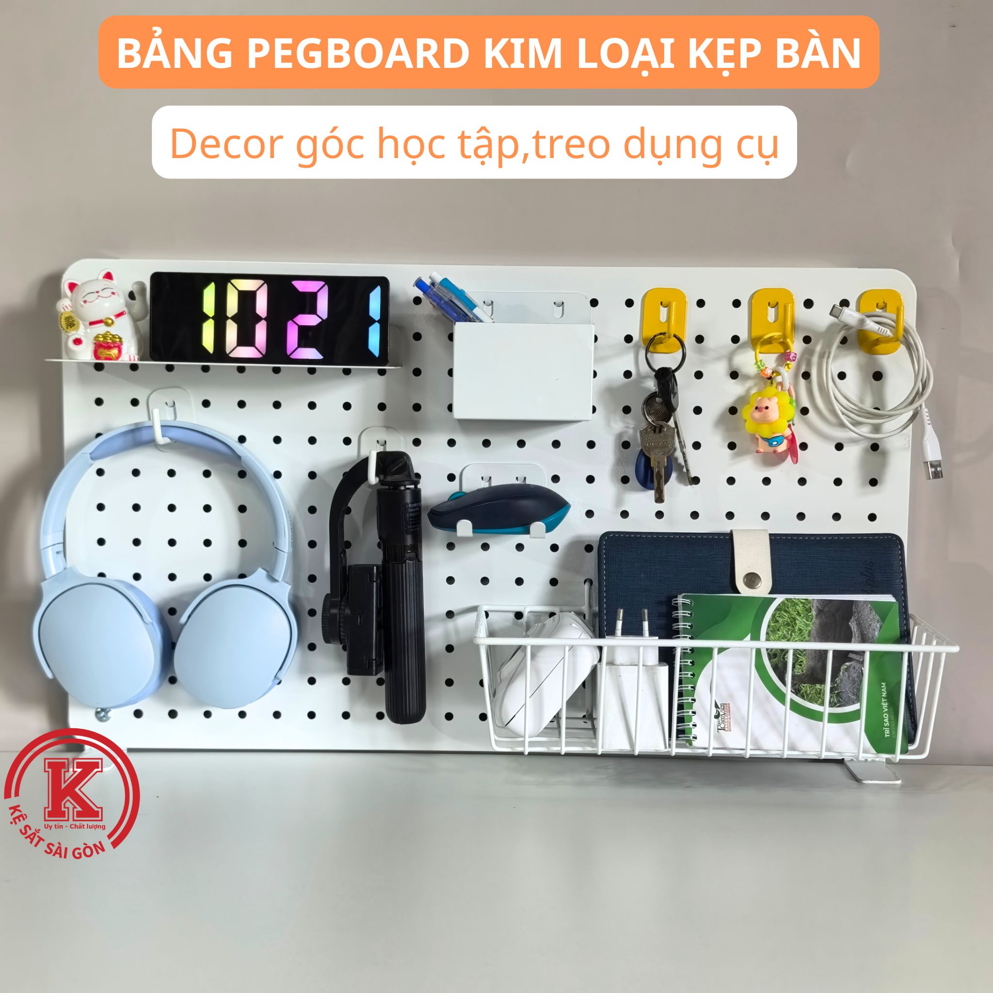 Bảng Pegboard Kẹp Bàn Decor Bàn Học, Bàn Làm Việc Cao Cấp