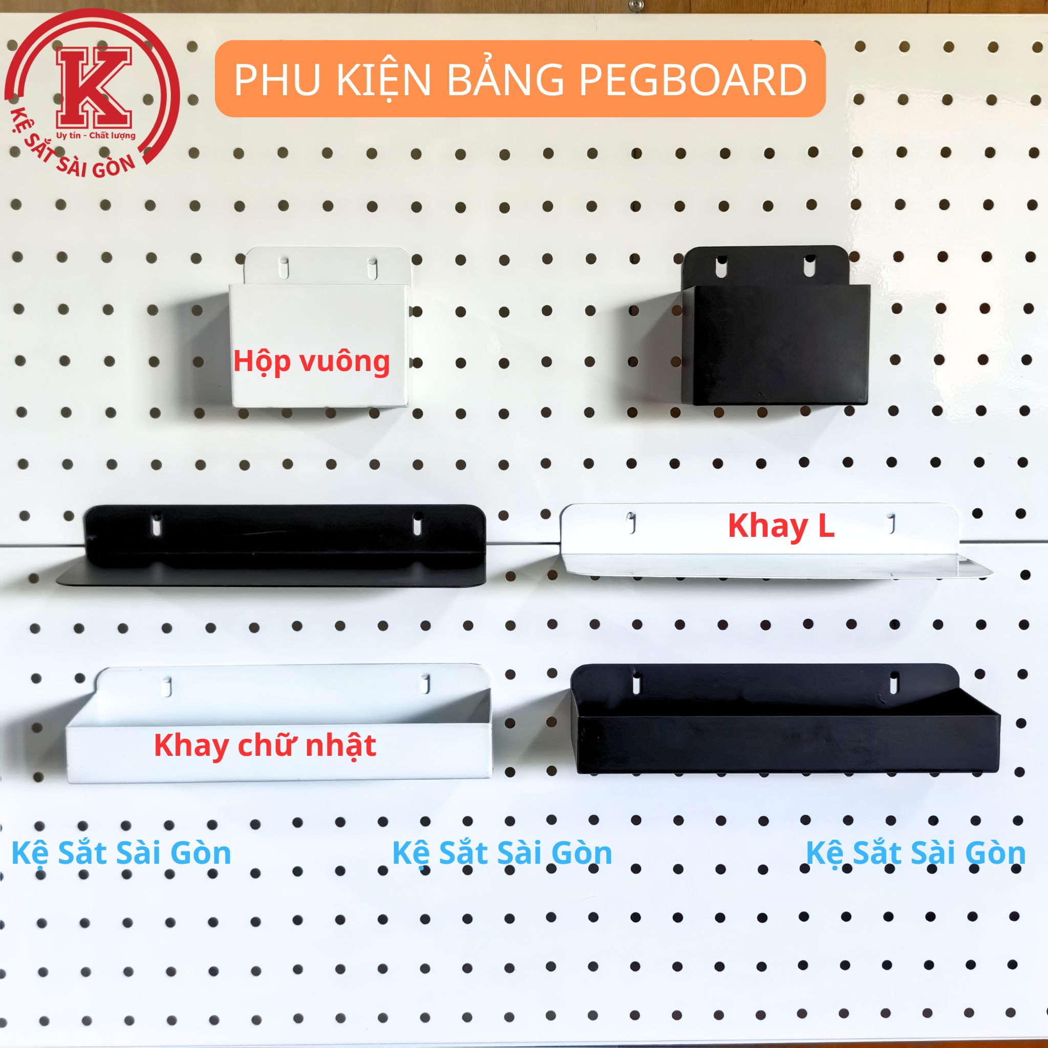 Khay đựng đồ dùng gắn bảng Pegboard, Tấm Tôn Đục Lỗ