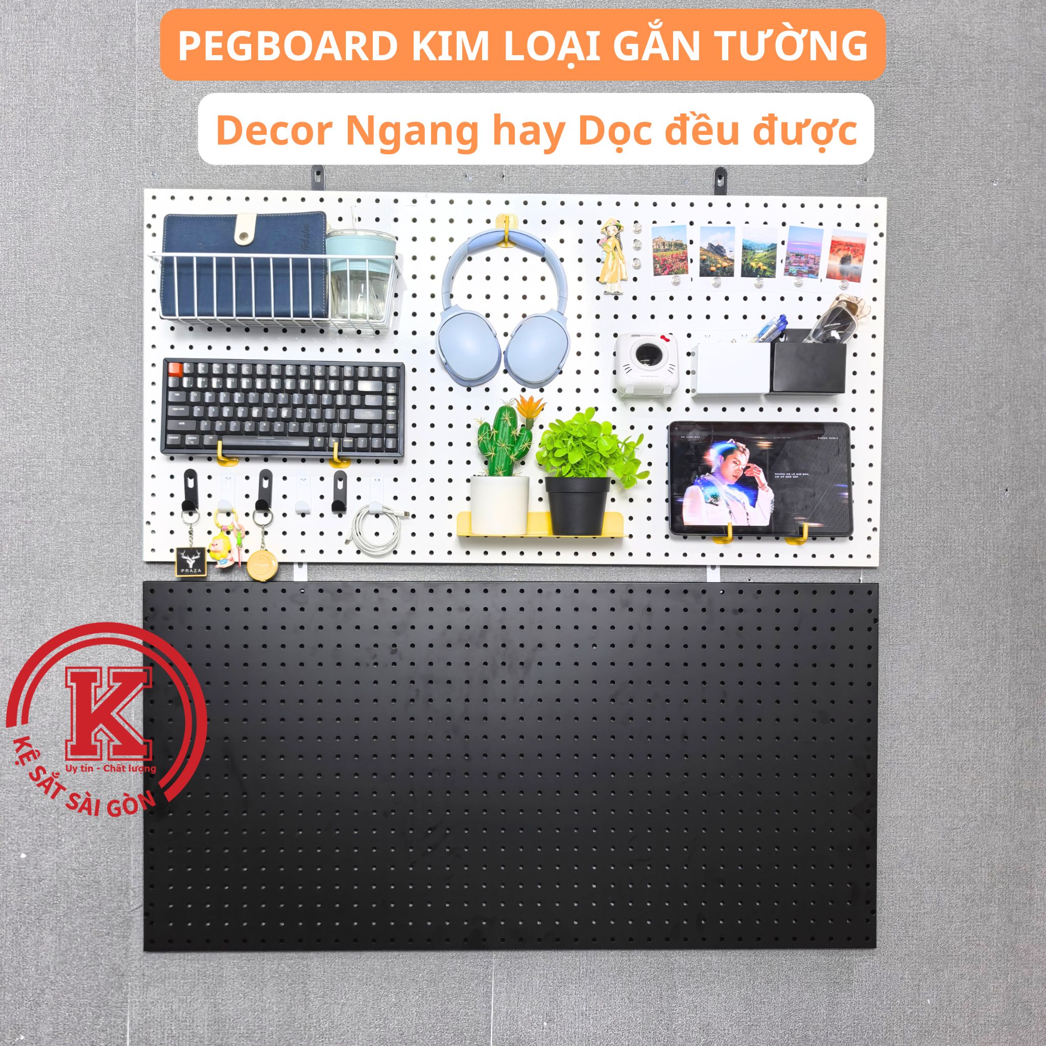 Tấm Tôn Đục Lỗ Bảng Pegbroad Treo Tường Góc Vuông - Decor Góc Gọn Gàng