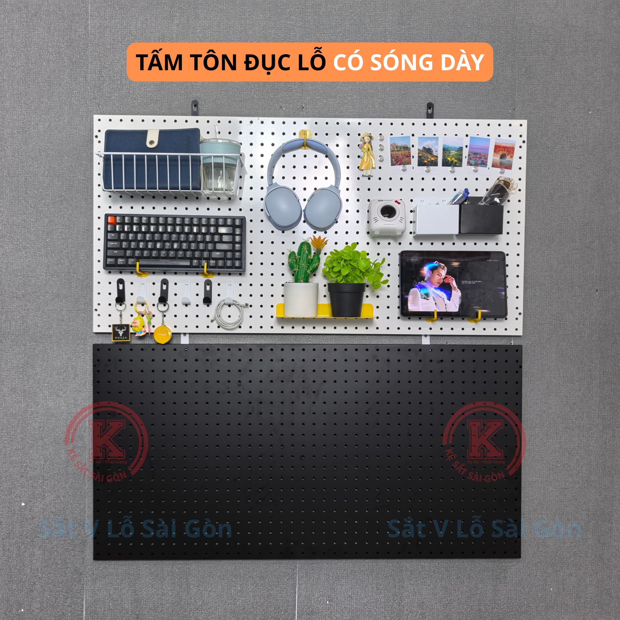 Tấm Tôn Đục Lỗ Gắn Tường Góc Vuông Có Sóng Dày - Tối Ưu Không Gian Làm Việc.