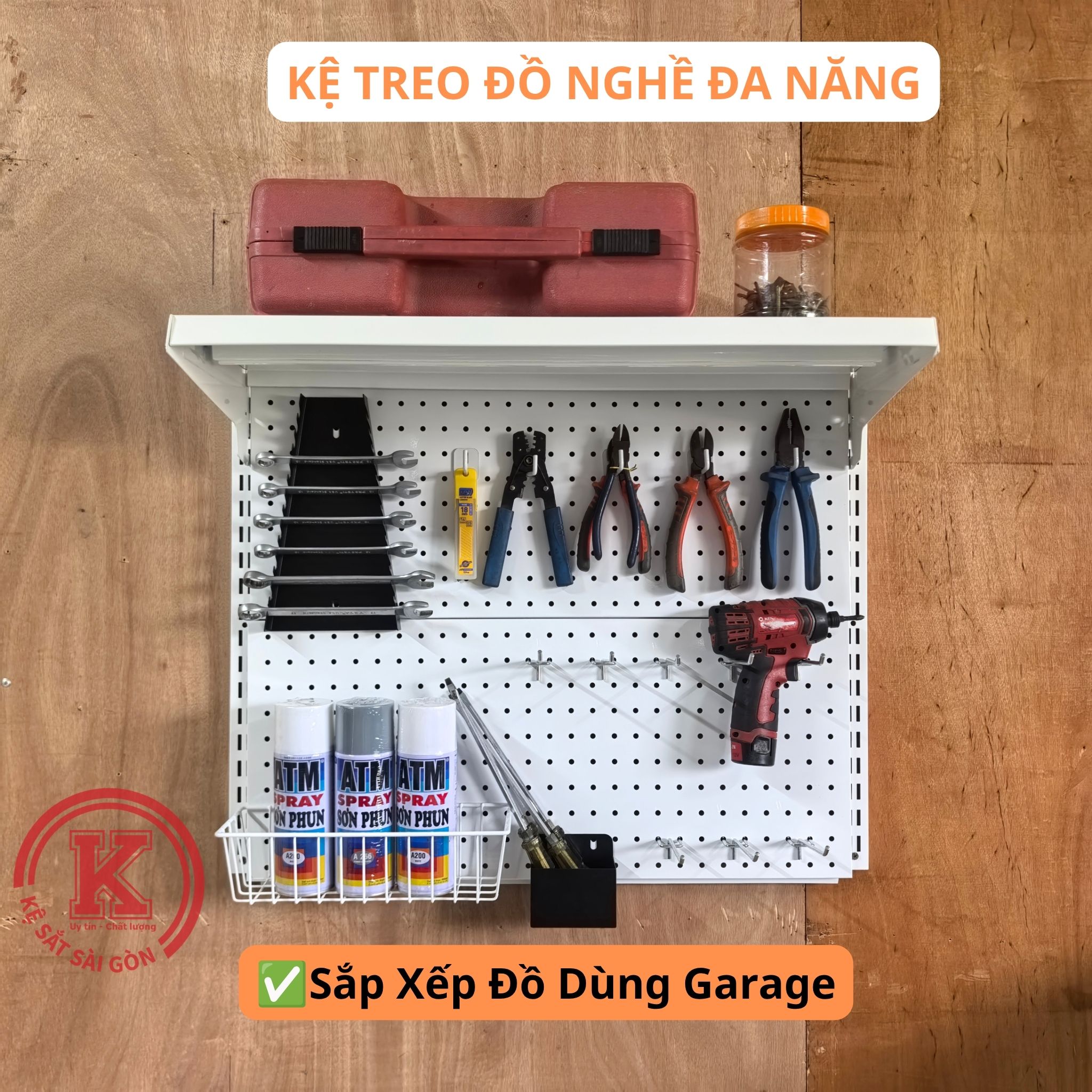 Kệ treo đồ nghề lưng gài thanh ray