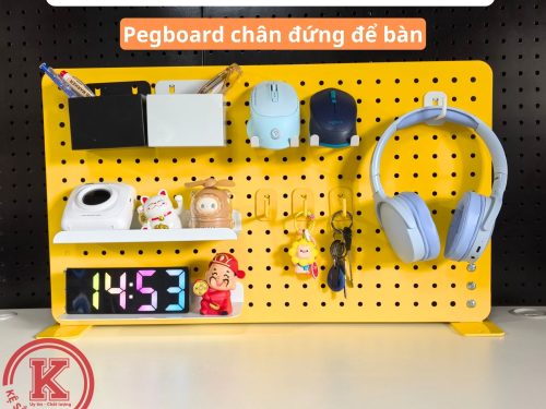 Bảng Pegboard Màu Vàng Treo Phụ Kiện Decor Sơn Tĩnh Điện Cao Cấp