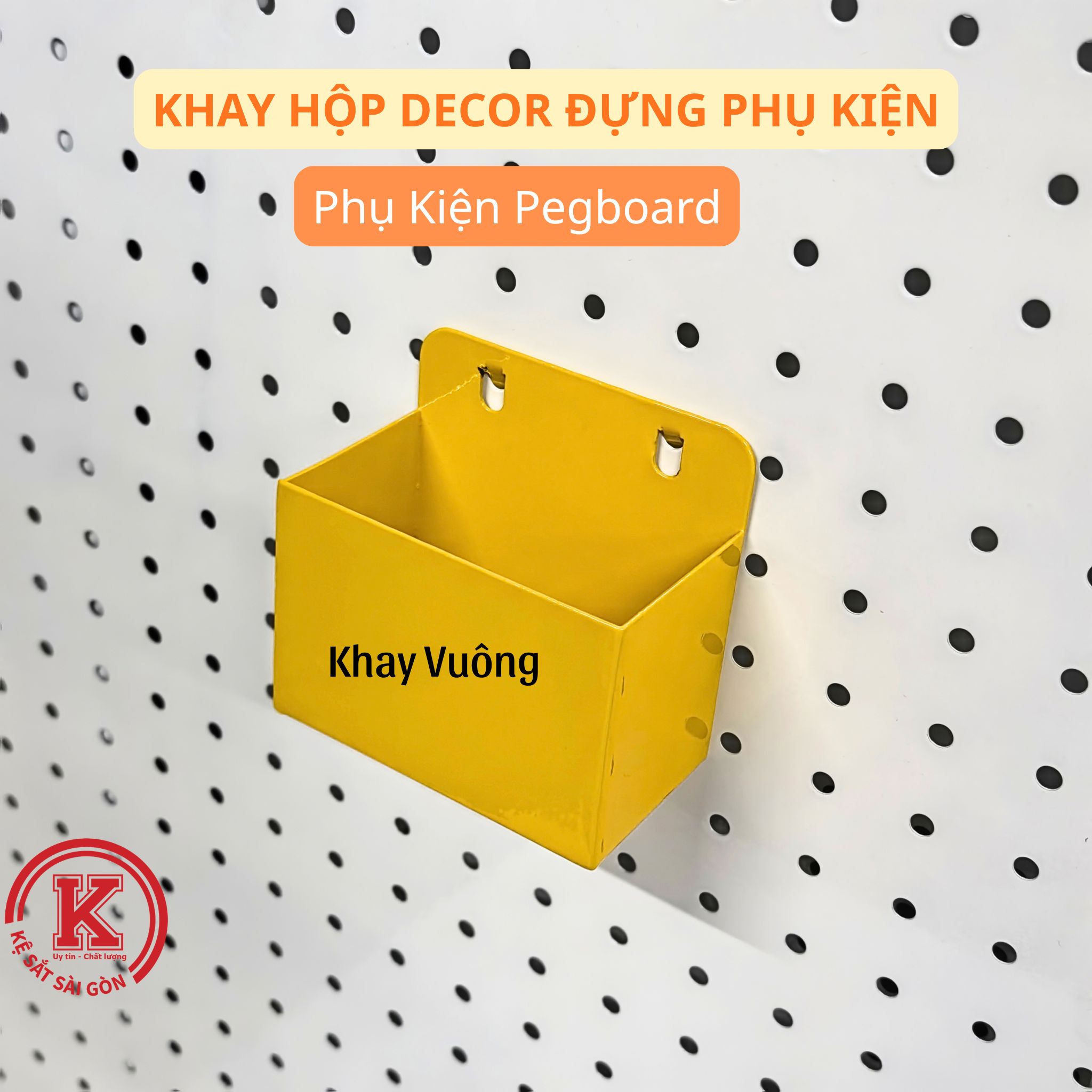 Khay, Hộp Decor Cài Pegboard Đựng Dụng Cụ Màu Vàng