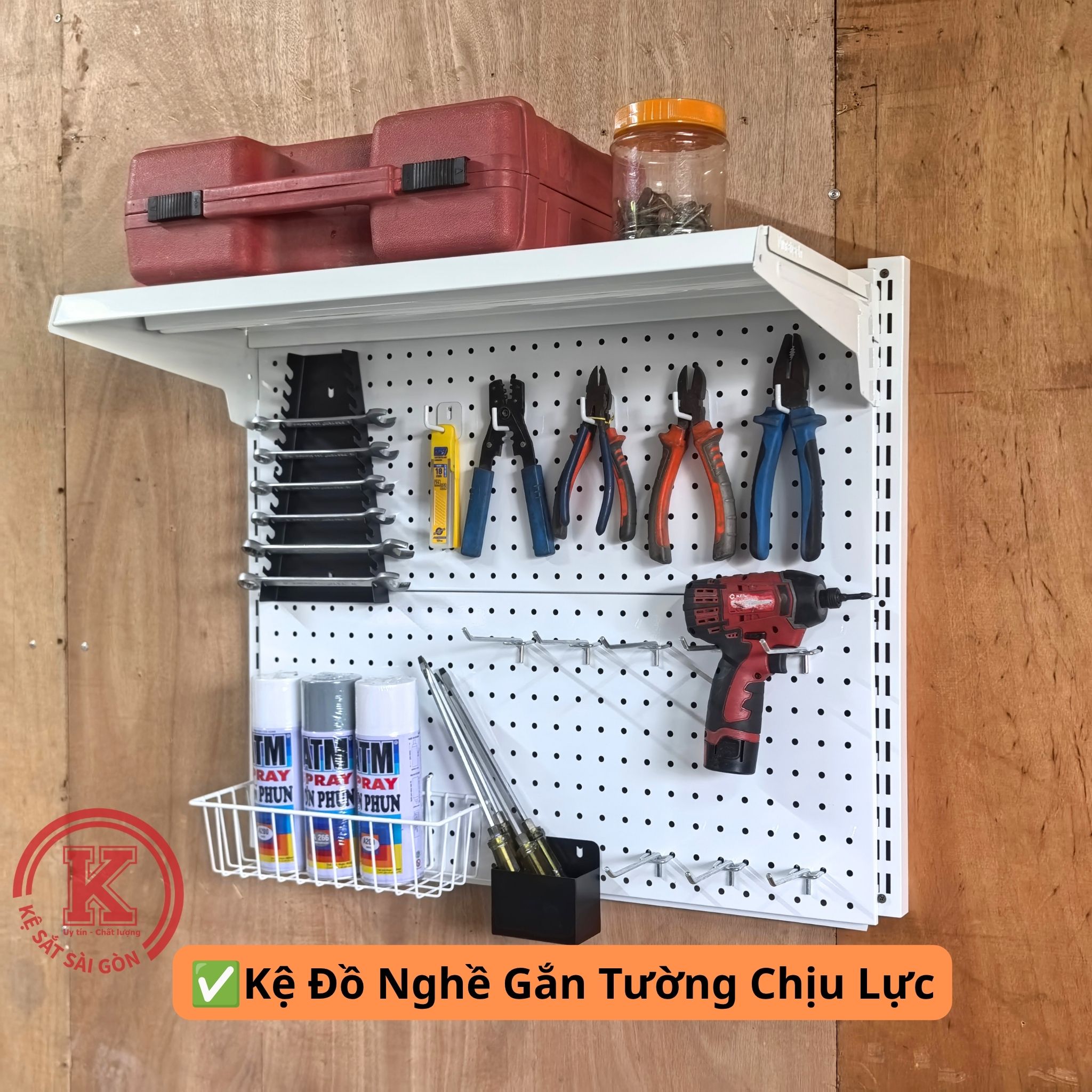 Kệ treo đồ nghề lưng gài thanh ray