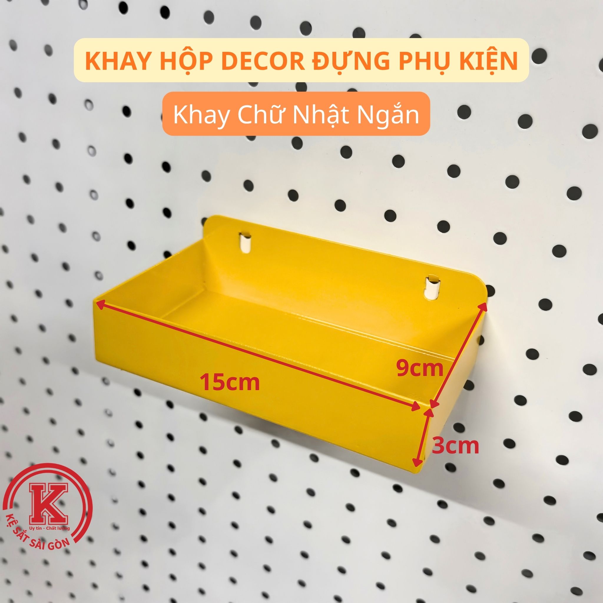 Khay, hộp màu vàng cài pegboard