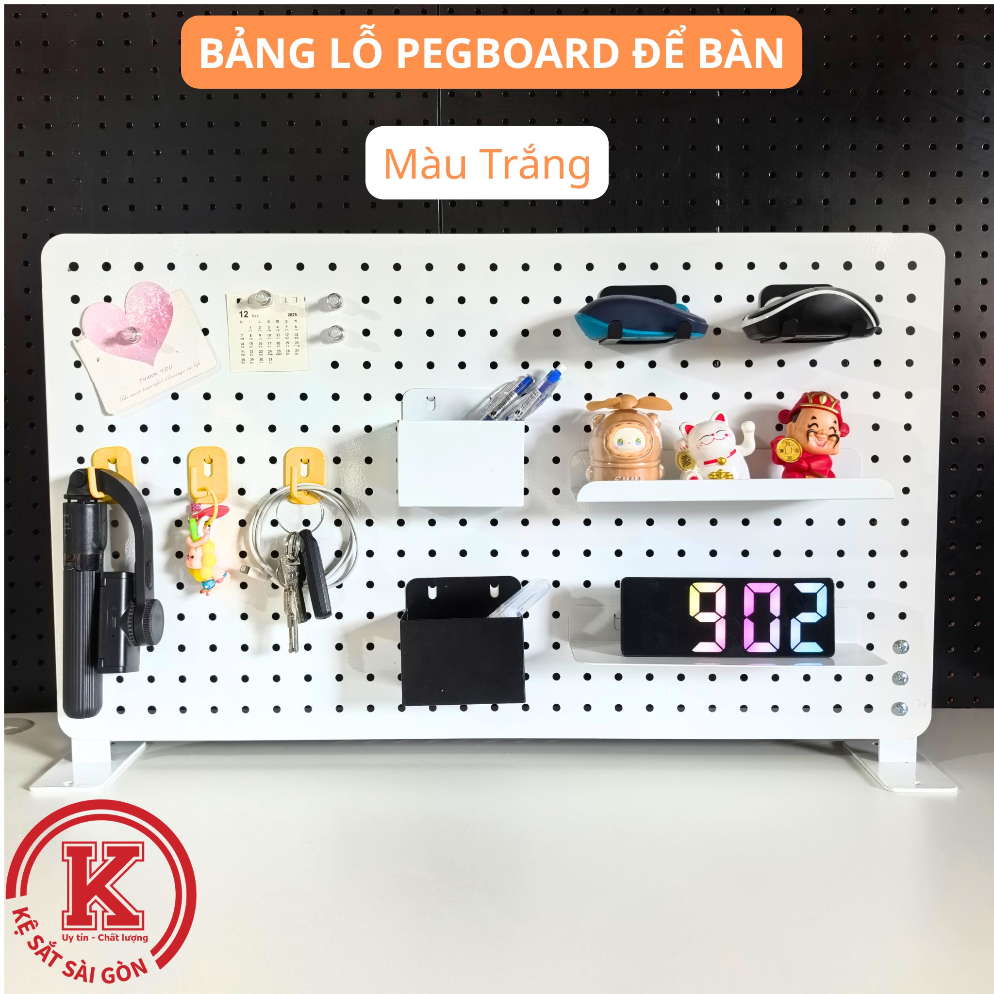 Bảng Lỗ Pegboard Chân Đứng Để Bàn Decor Bàn Làm Việc
