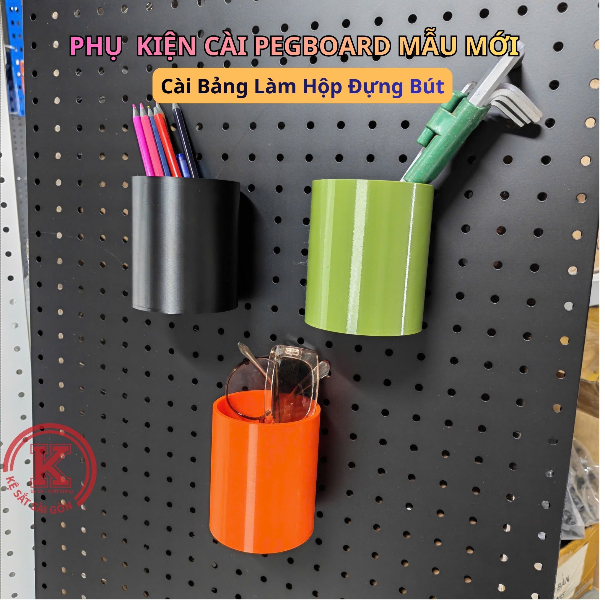 Ống bút, khay 1 ngăn, khay 2 ngăn nhựa cài pegboard