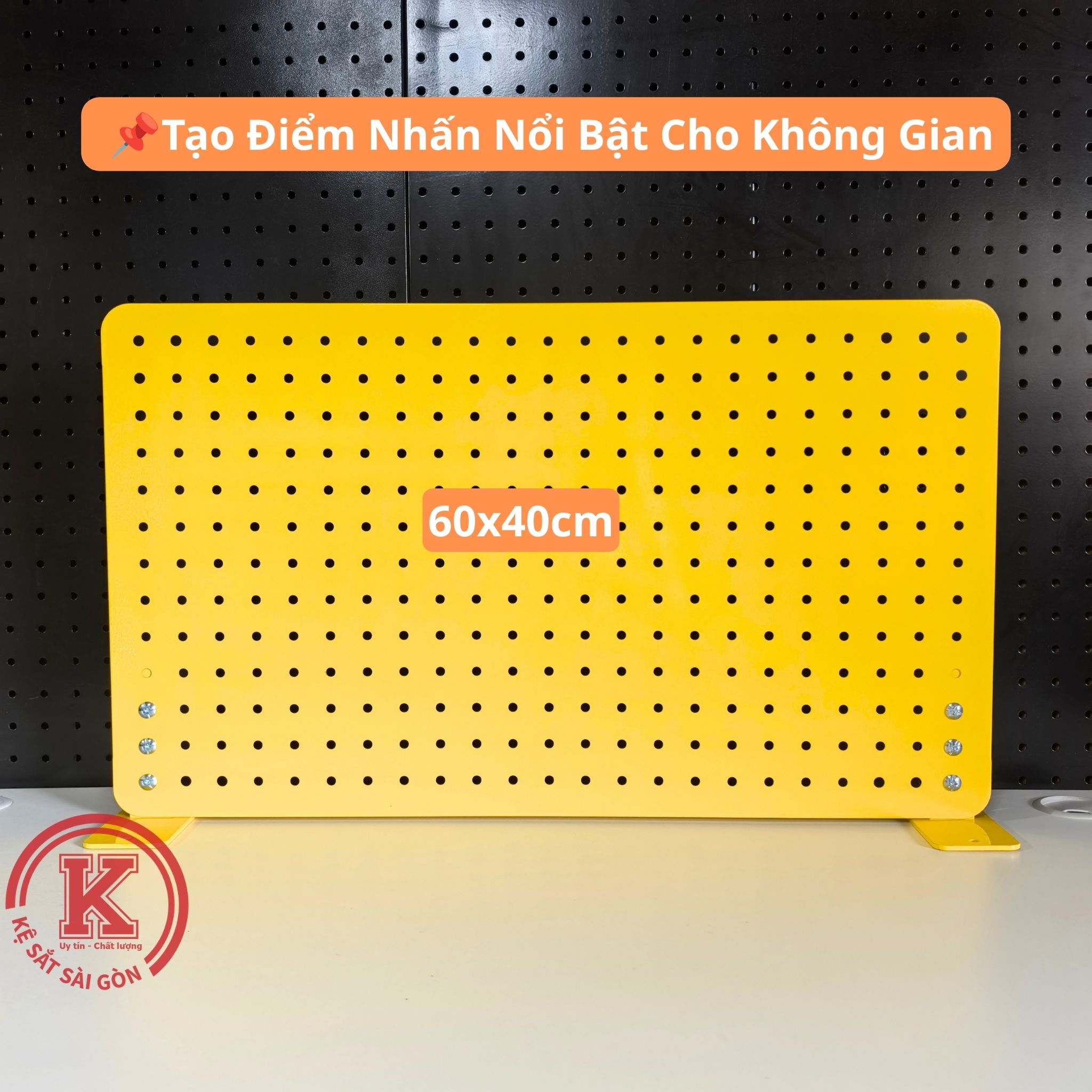 Bảng pegboard màu vàng