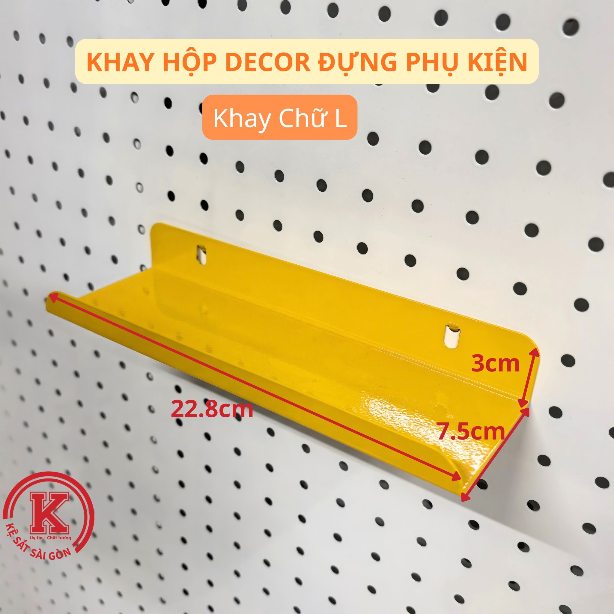 Khay, hộp màu vàng cài pegboard