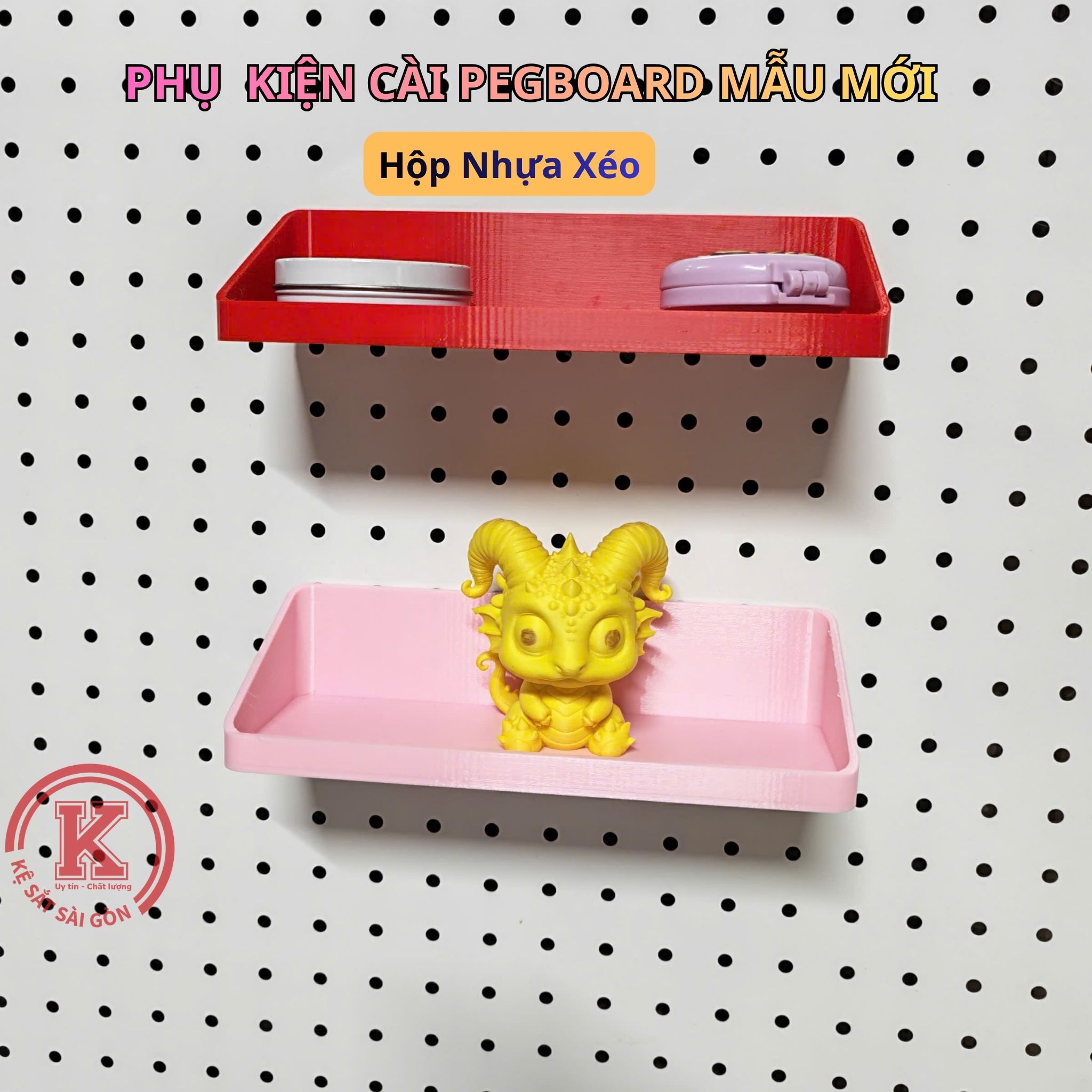 Ống bút, khay 1 ngăn, khay 2 ngăn nhựa cài pegboard