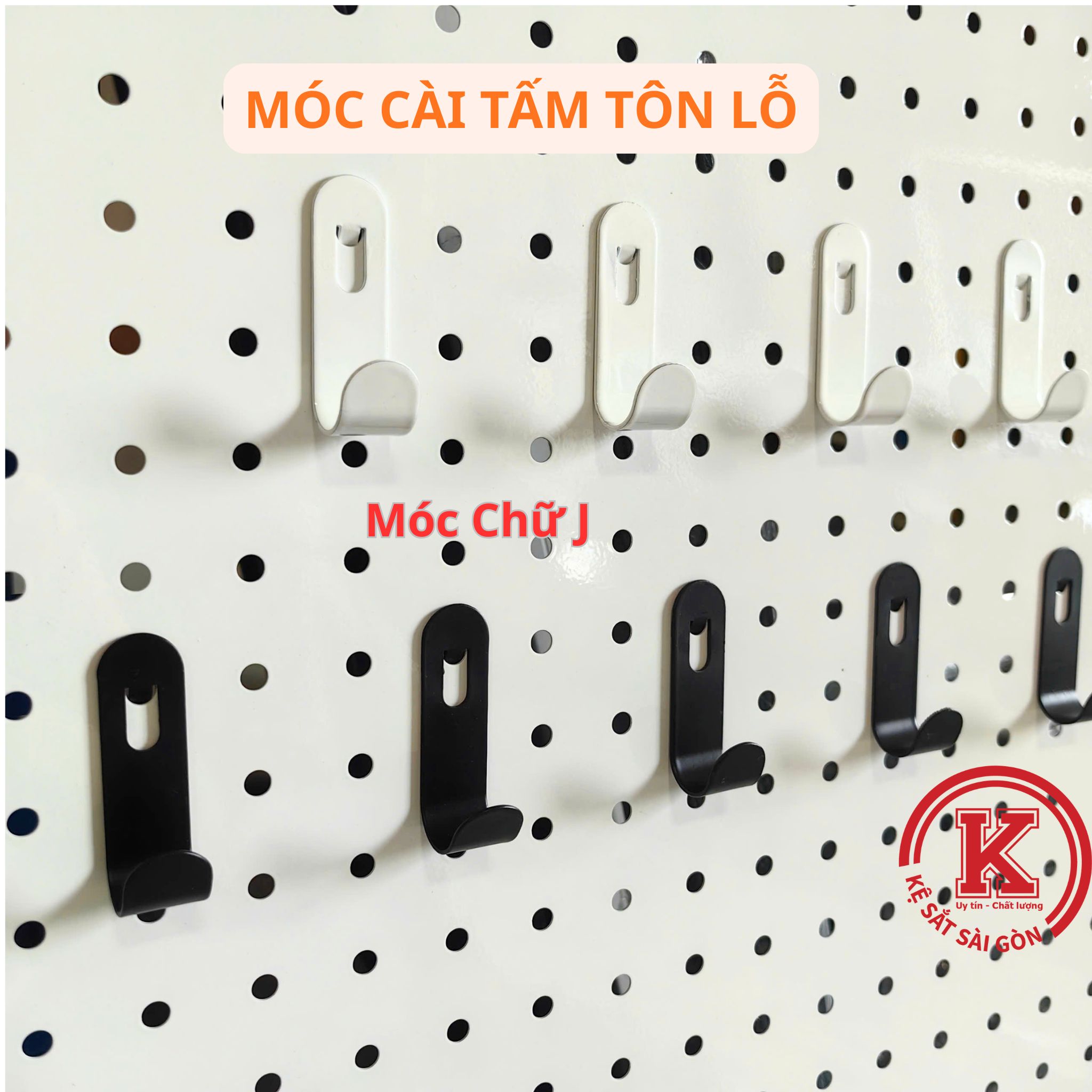Phụ Kiện Pegboard- Móc Chữ J Cài Tấm Tôn Lỗ