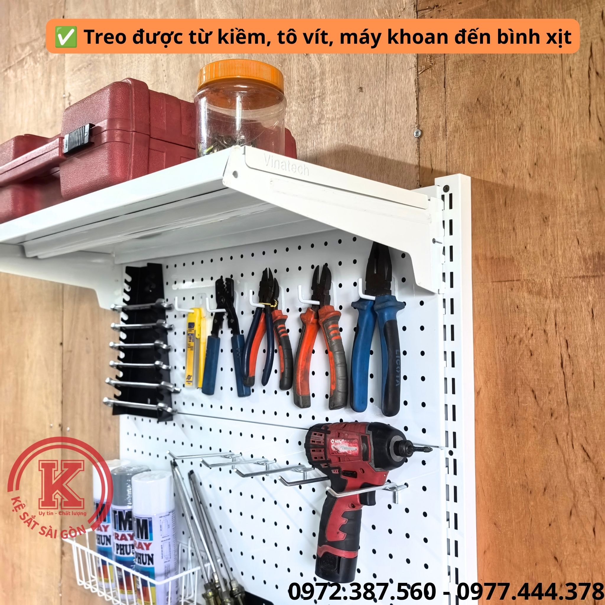 Kệ treo đồ nghề lưng gài thanh ray