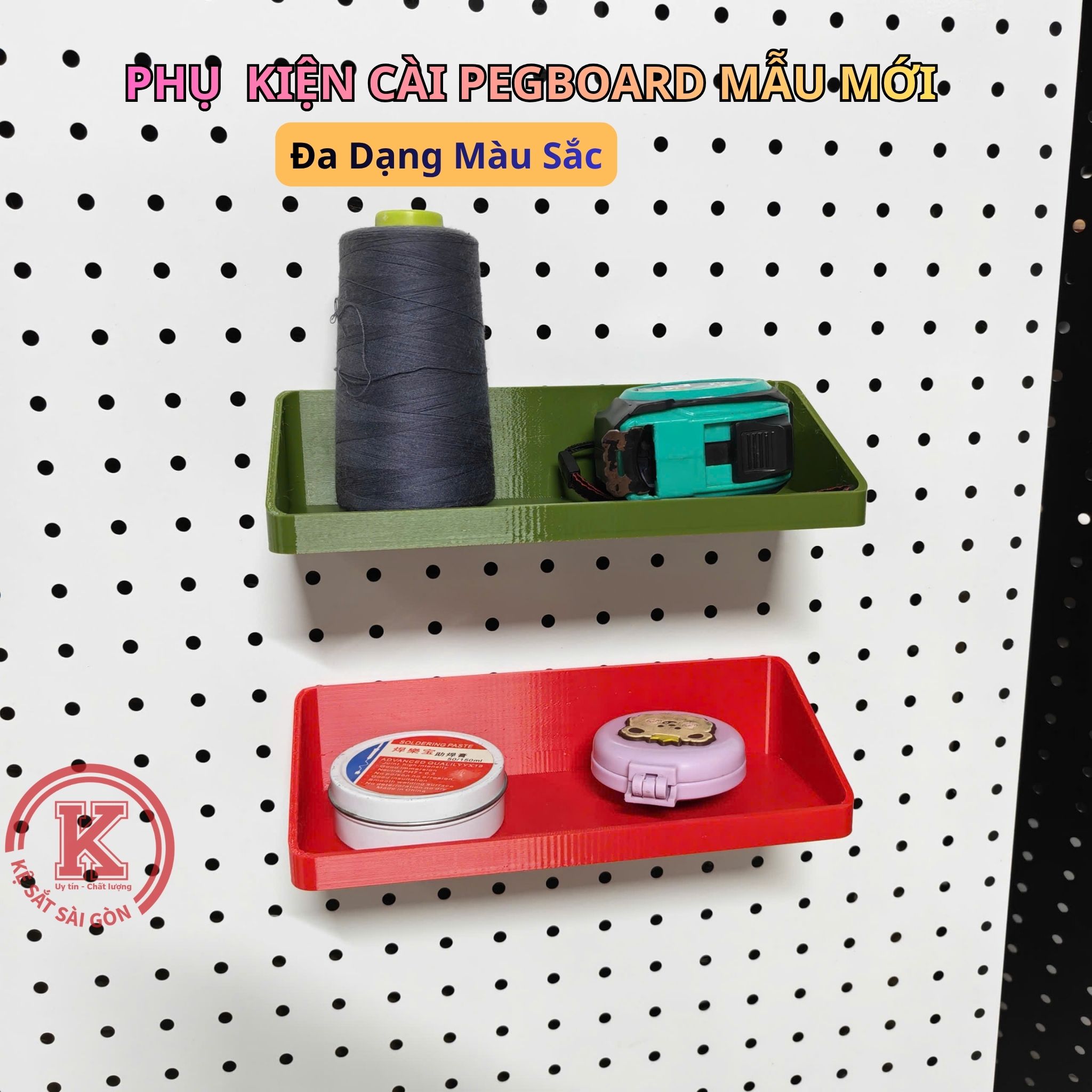 Ống bút, khay 1 ngăn, khay 2 ngăn nhựa cài pegboard