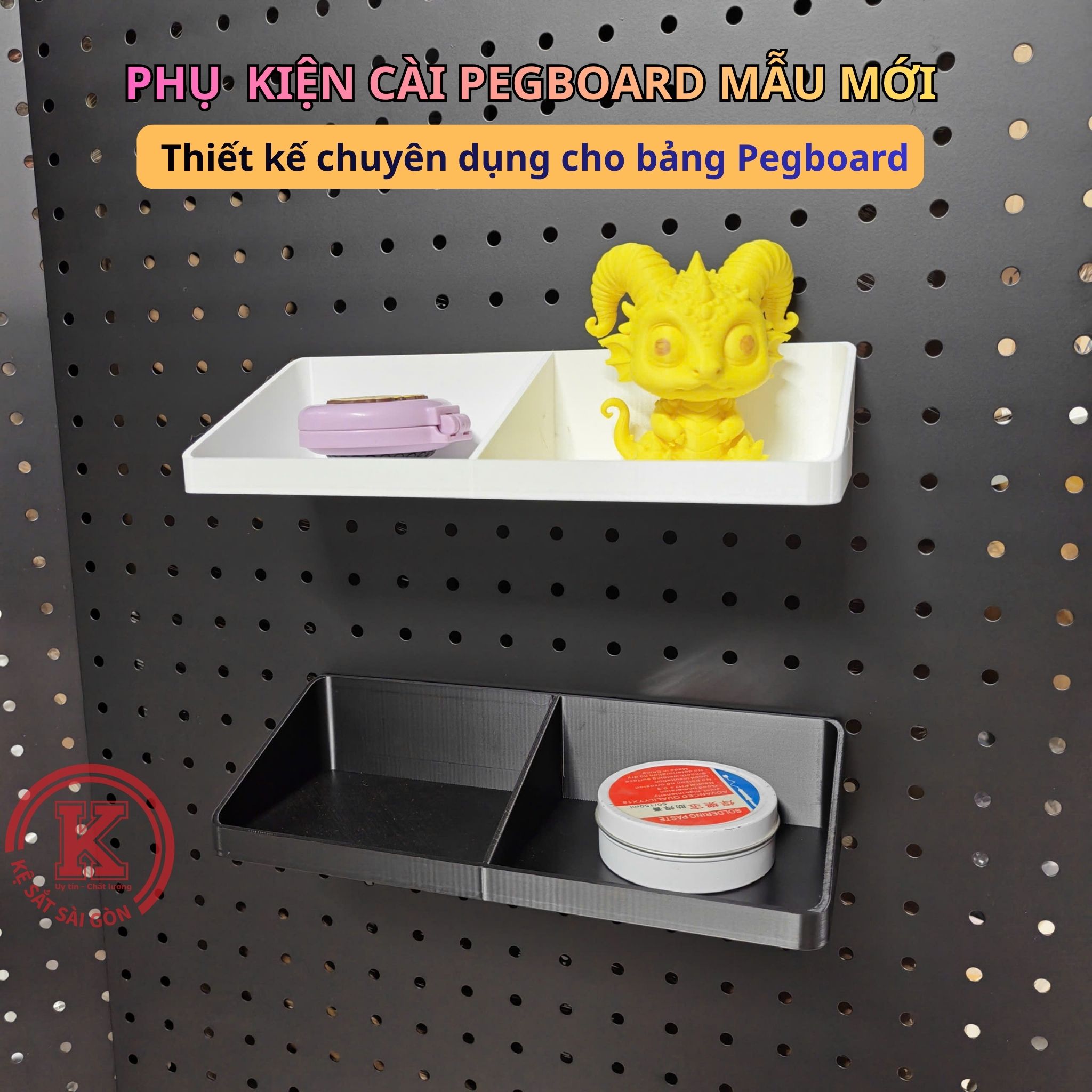 Ống bút, khay 1 ngăn, khay 2 ngăn nhựa cài pegboard