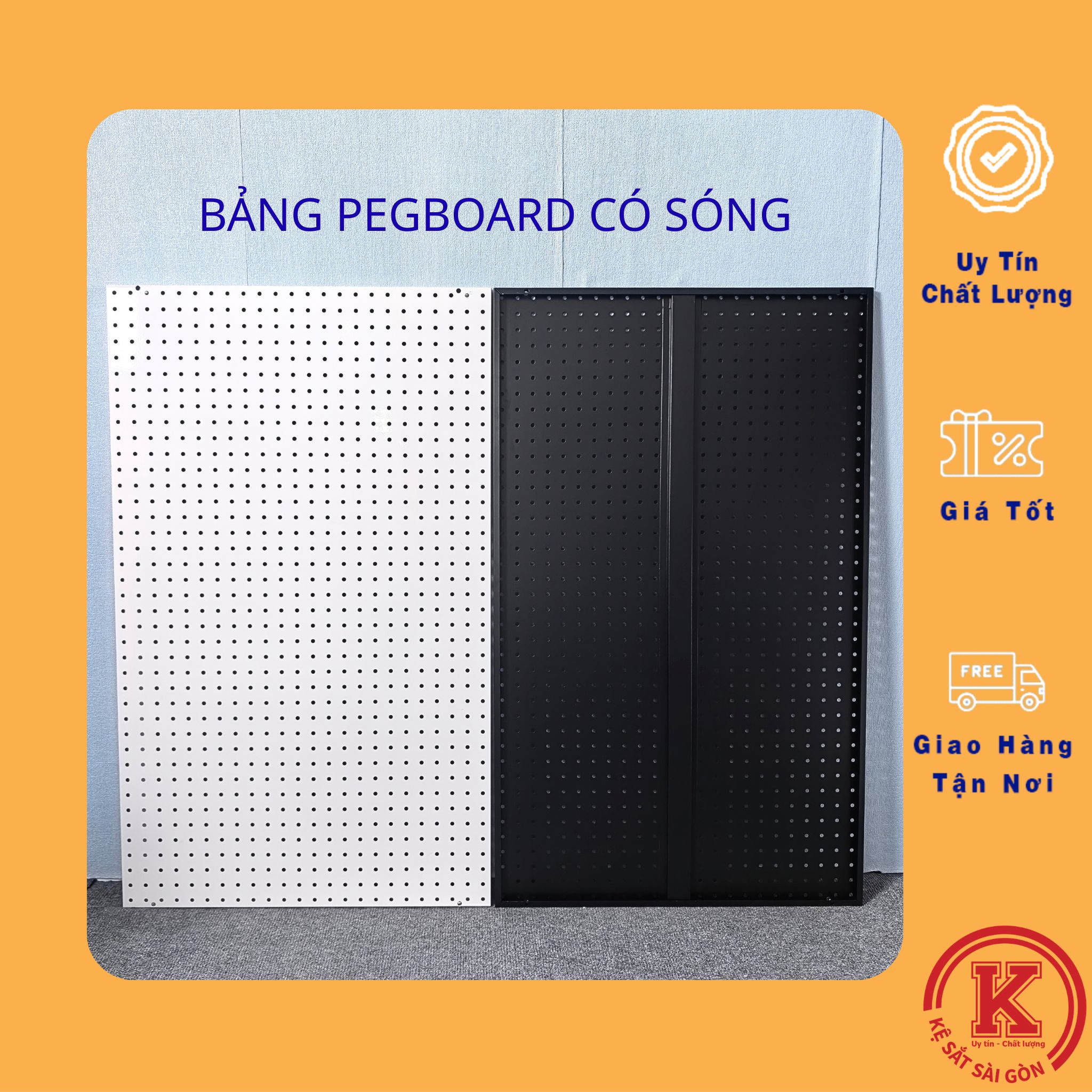 Bảng Pegboard Treo Tường 1mx60cm Có Sóng, Pegboard Treo Đồ Dùng, Dụng Cụ Gia Dụng Đa Năng